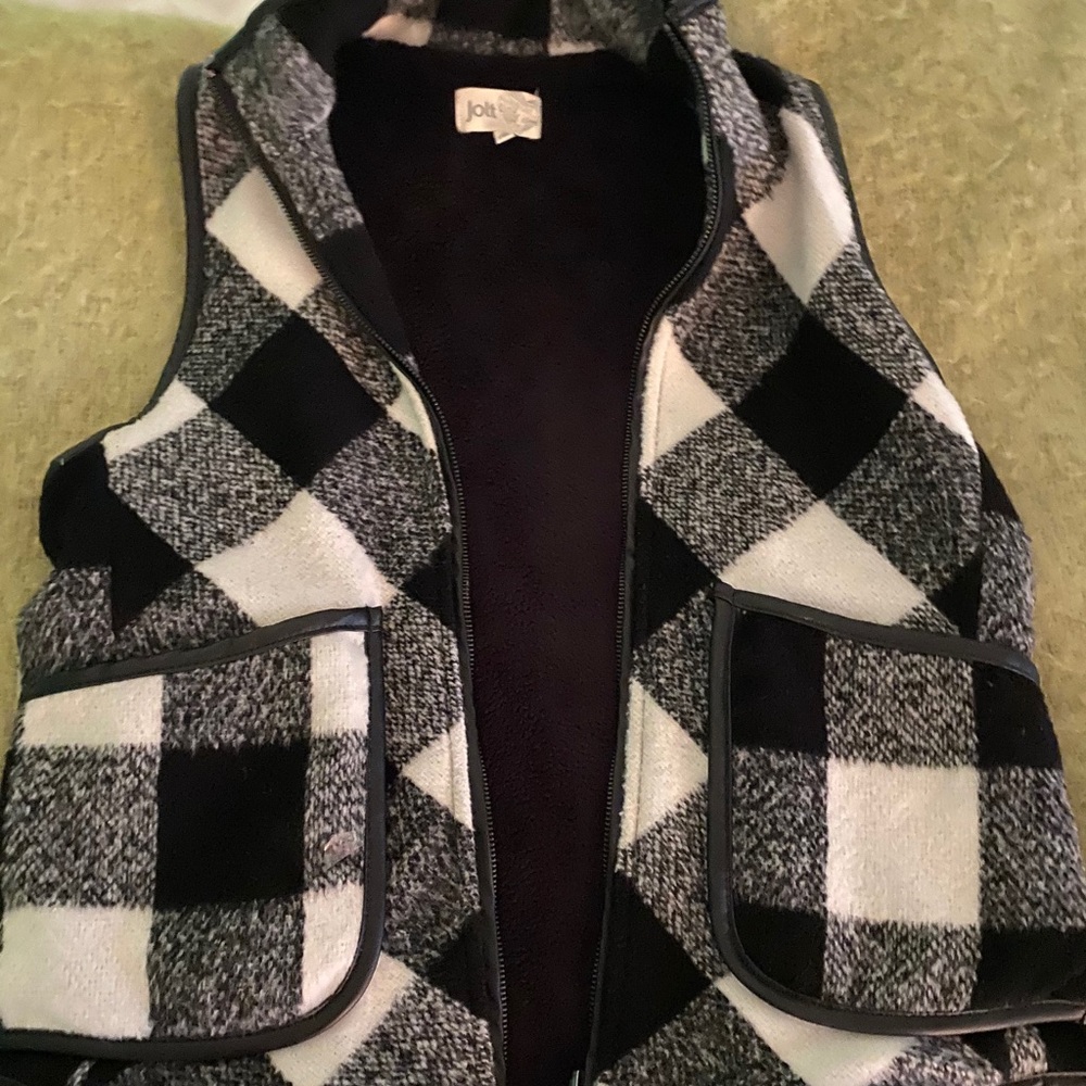 Black and white plaid vest